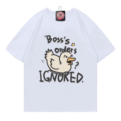 BOSS'S ORDERS IGNOREDアヒル文字プリントModakawaTシャツ - White - 5XL - image 4