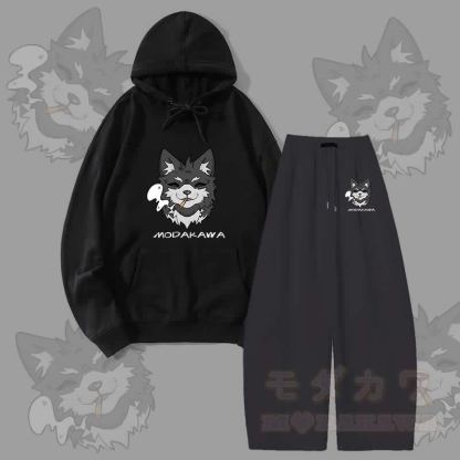 MODAKAWA スモーキングパピー グラフィック パーカー ワイドレッグパンツ 2点セット - 黒 - 5XL - image 7