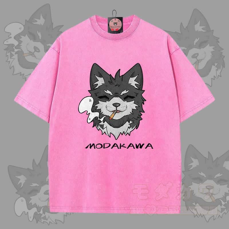 MODAKAWA 倖田來未 スモーキンググラフィック ユニセックス ヴィンテージウォッシュTシャツ - ローズレッド - 5XL - image 8
