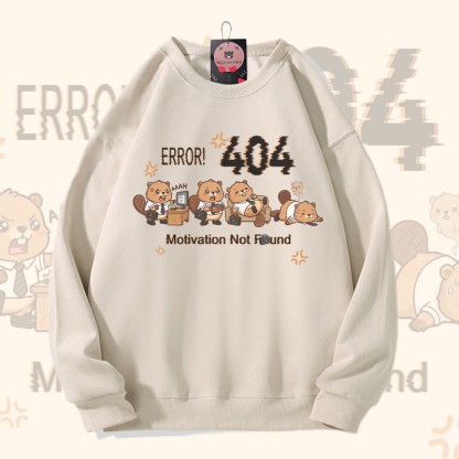 ERROR 404 MOTIVATION NOT FOUNDん リスのグラフィックModakawaスウェットシャツ - Light Beige - 5XL - image 3