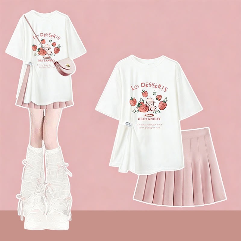 Irregular T-shirt Slip Dress Matching Outfit - Two Pieces Set B - XL - image 4