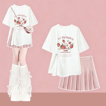 Irregular T-shirt Slip Dress Matching Outfit - Two Pieces Set B - XL - image 4