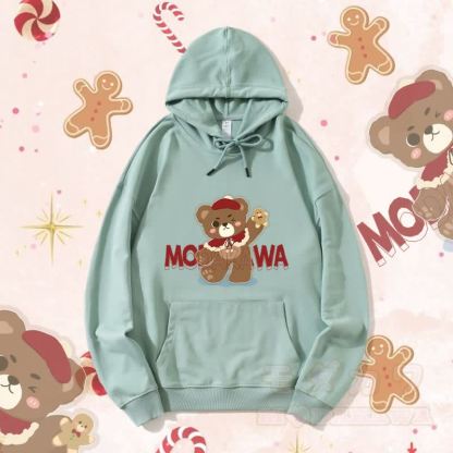 MODAKAWA クリスマスベア グラフィック ストリートウェア プルオーバー パーカー - グリーンB - 5XL - image 7