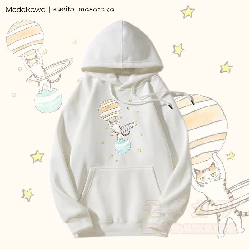 MODAKAWA × sumita_masataka 猫リフティングサターングラフィック裏毛パーカー - 白 - 5XL - image 5