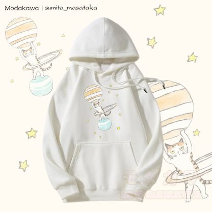 MODAKAWA × sumita_masataka 猫リフティングサターングラフィック裏毛パーカー - 白 - 5XL - image 5