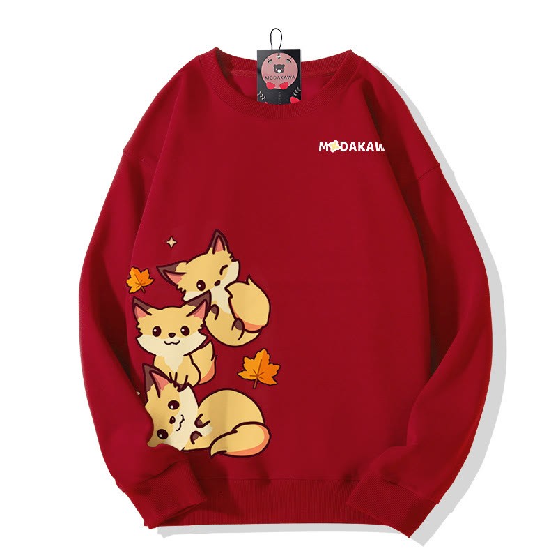 スタックドフォックスグラフィックMODAKAWAスウェットシャツ - Red - 5XL - image 5