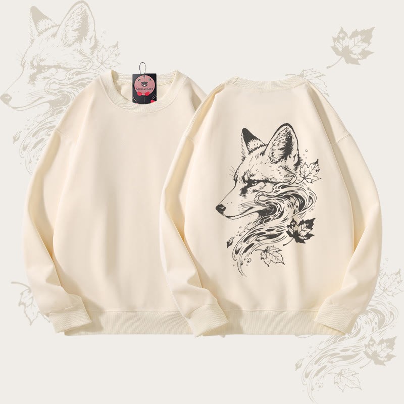 MODAKAWA リーブス フォックス グラフィック ユニセックス スウェットシャツ - Beige - 5XL - image 2