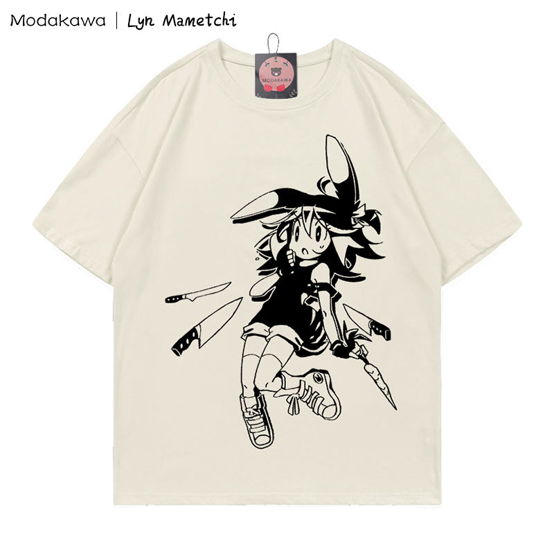 MODAKAWA × Lyn Mametchiナイフフライトゥワードガール プリントTシャツ - ベージュ - 5XL - image 4