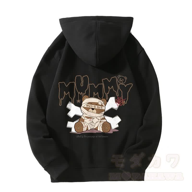 MODAKAWA マミーベア グラフィック フリース 裏地 ジップアップ パーカー スウェットシャツ - 黒 - 5XL - image 6