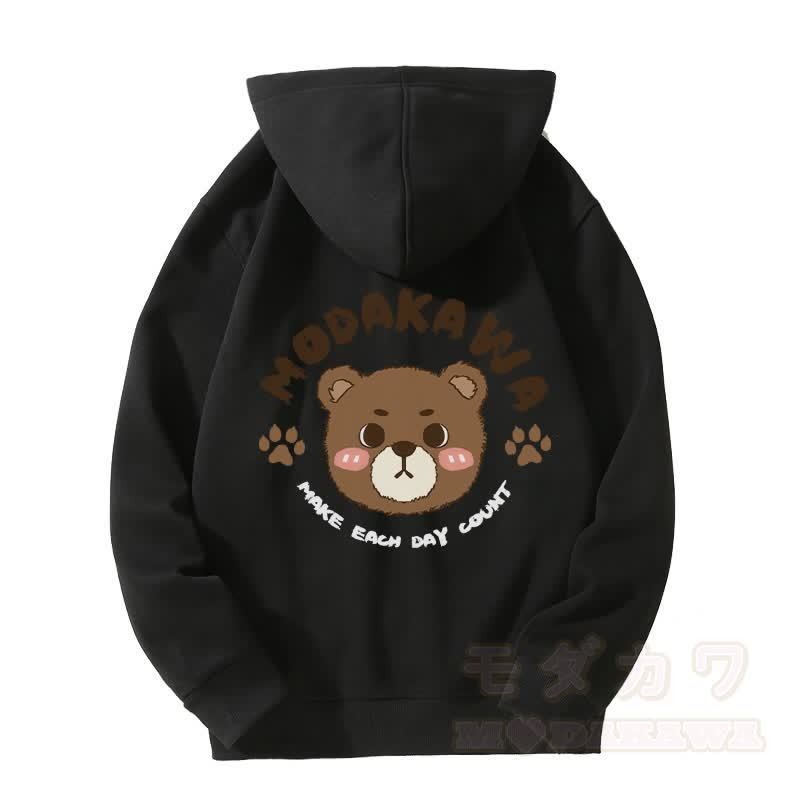 MODAKAWA キュートベアグラフィック ジップアップ パーカー スウェットシャツ - 黒 - 5XL - image 5
