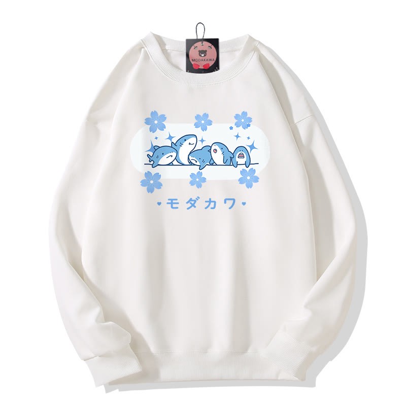 シャークプリント MODAKAWA ラウンドカラー スウェットシャツ - White - 5XL - image 6