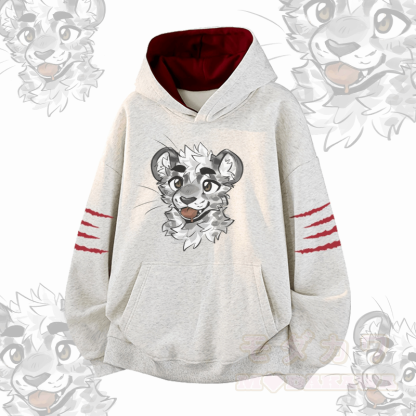 MODAKAWA X atka Cheeky Tiger Face グラフィック コントラスト裏地プルオーバー - グレー - 3XL - image 3