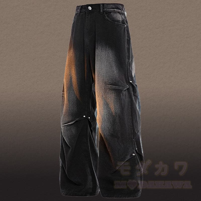 グラデーションニットセーター デニムパンツ ツーピース - ブラックパンツA - 3XL - image 12