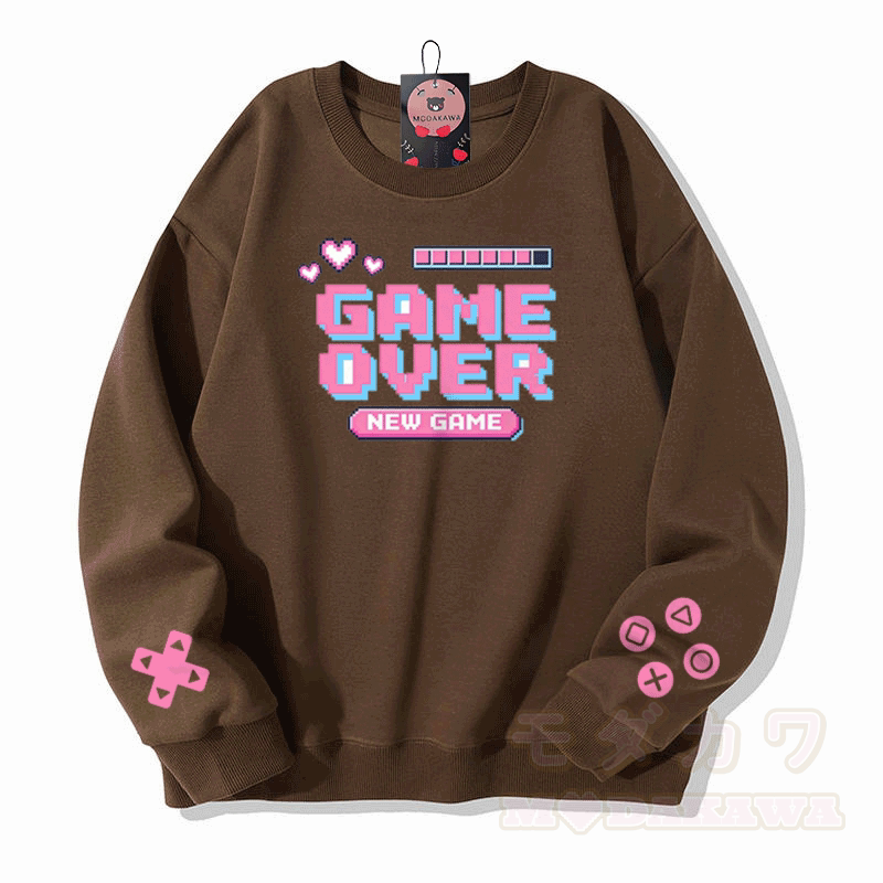 ゲームオーバー グラフィックModakawaスウェットシャツ - 茶色 - 5XL - image 4