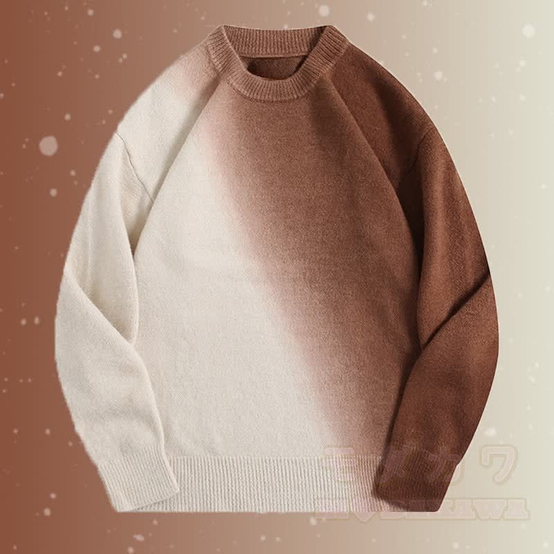 ニットグラデーションセーター コーデュロイパンツ ツーピース - 茶色のセーター - 2XL - image 6