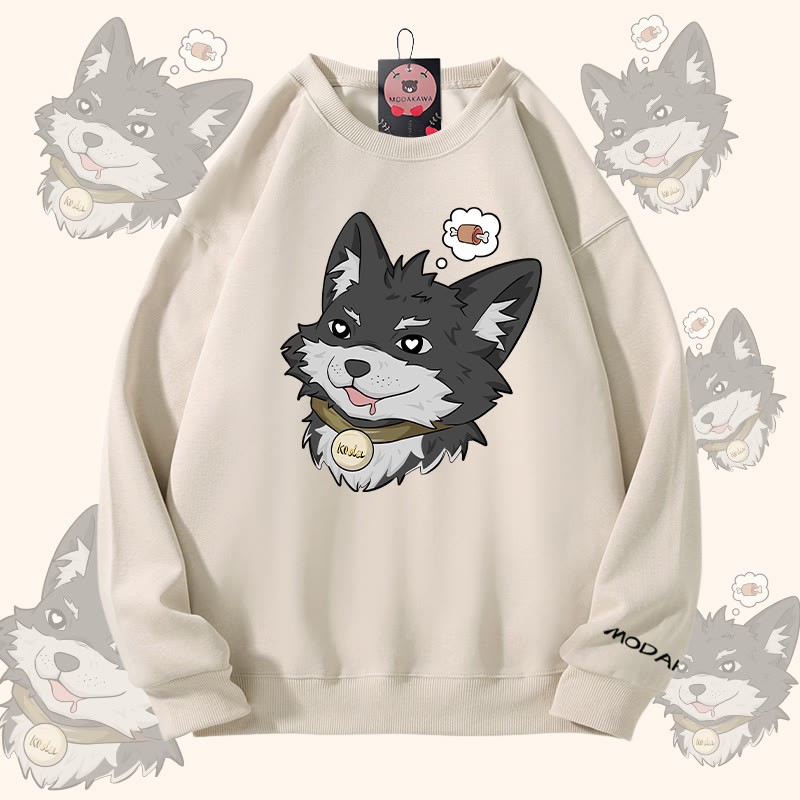 MODAKAWA 倖田來未 肉を考える グラフィック ユニセックス スウェットシャツ - Light Beige - 5XL - image 2