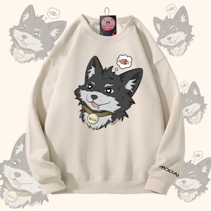 MODAKAWA 倖田來未 肉を考える グラフィック ユニセックス スウェットシャツ - Light Beige - 5XL - image 2