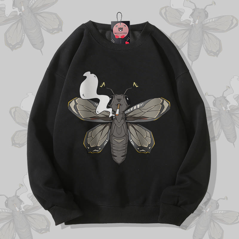 MODAKAWA スモーキングモス グラフィック ユニセックス スウェットシャツ - Black - 5XL - image 4