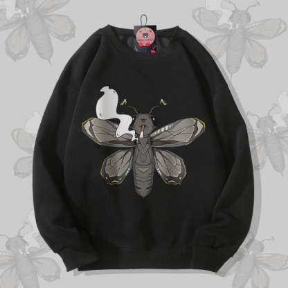 MODAKAWA スモーキングモス グラフィック ユニセックス スウェットシャツ - Black - 5XL - image 4