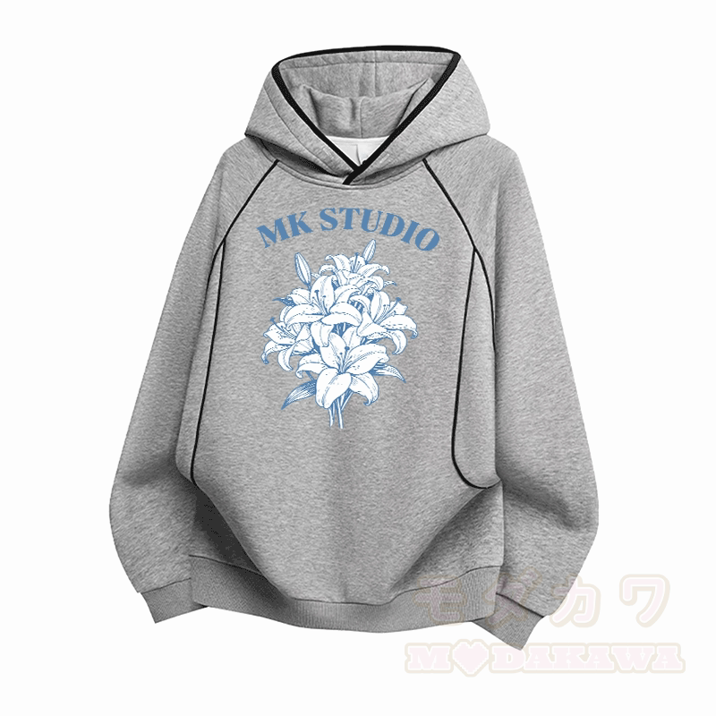 プリティリリーグラフィックModakawaグランスリーブオーバーサイズプルオーバーパーカー - グレー - 3XL - image 3