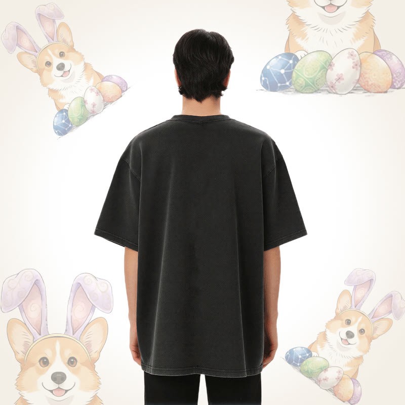 イースターエッグパピーグラフィックModakawaユニセックス ヴィンテージウォッシュドTシャツ - image 11