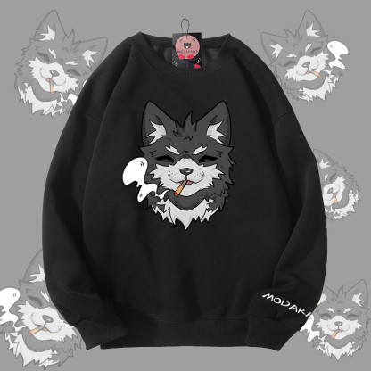 MODAKAWA スモーキングパピー グラフィック ユニセックス スウェットシャツ - Black - 5XL - image 4