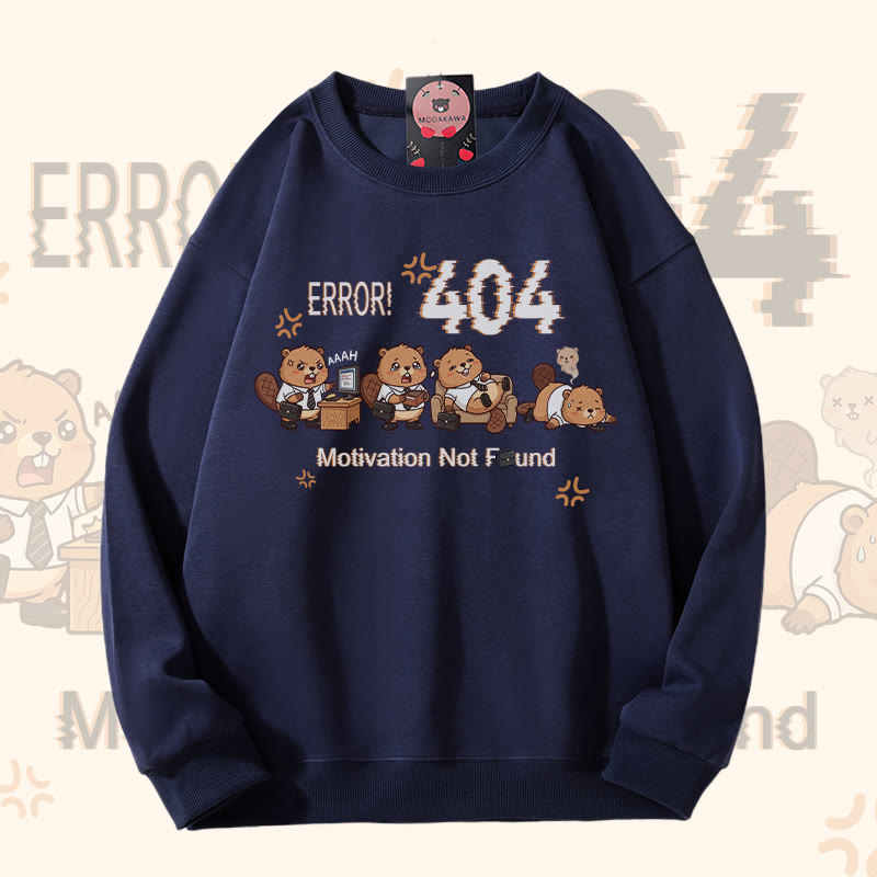 ERROR 404 MOTIVATION NOT FOUNDん リスのグラフィックModakawaスウェットシャツ - Purplish Blue - 5XL - image 5