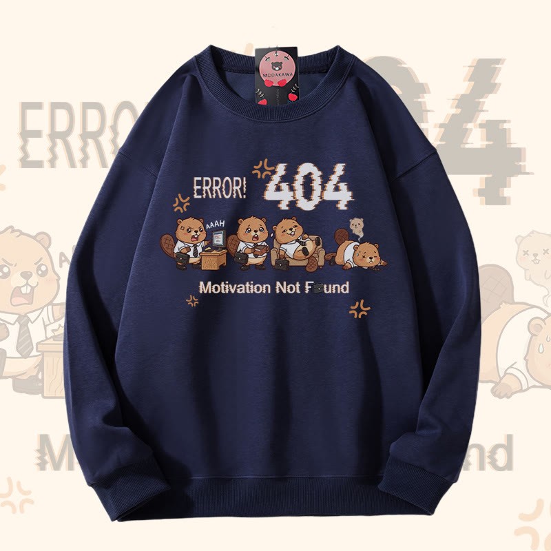 ERROR 404 MOTIVATION NOT FOUNDん リスのグラフィックModakawaスウェットシャツ - Purplish Blue - 5XL - image 5