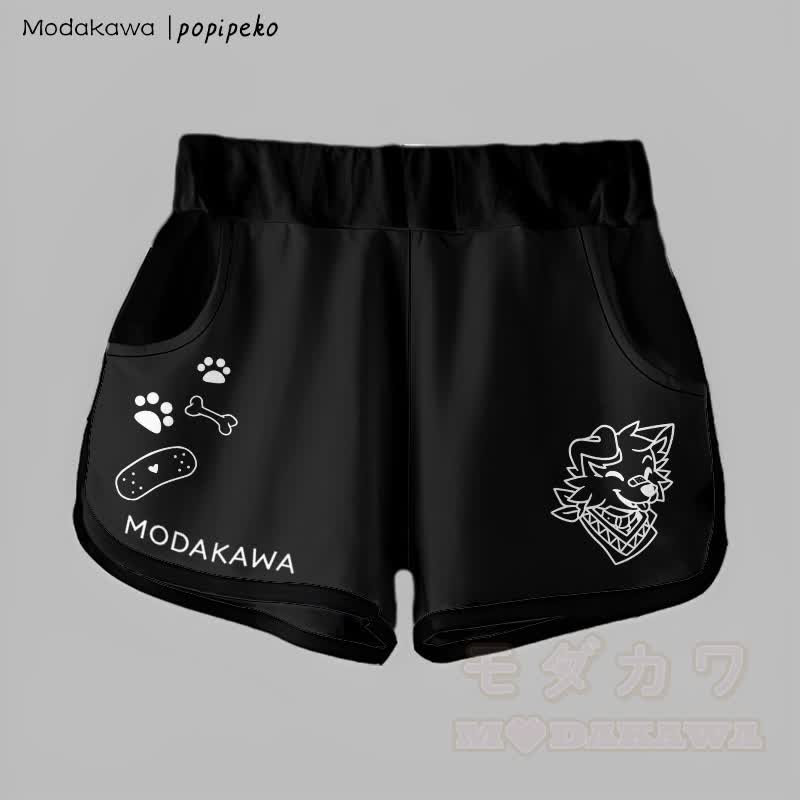 MODAKAWA × popipeko グラデーションスマイルパピーグラフィックショートパンツ - 黒 - 5XL - image 7