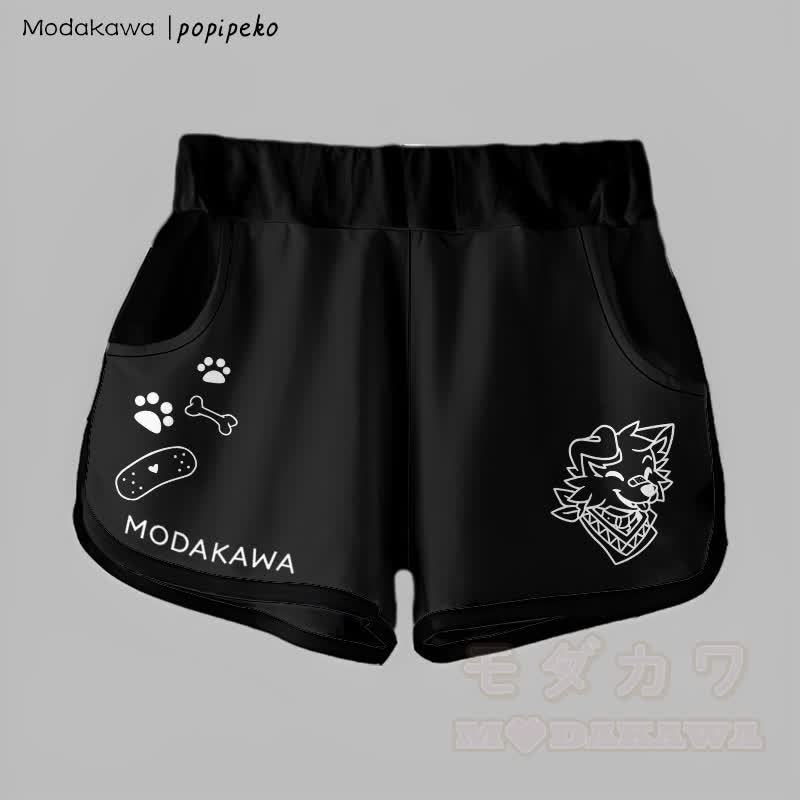 MODAKAWA × popipeko グラデーションスマイルパピーグラフィックショートパンツ - 黒 - 5XL - image 7