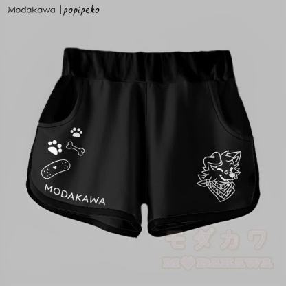 MODAKAWA × popipeko グラデーションスマイルパピーグラフィックショートパンツ - 黒 - 5XL - image 7