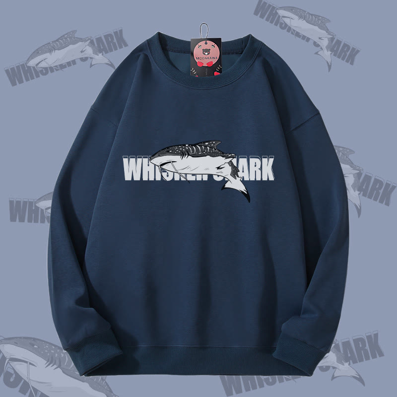 MODAKAWA ウィスカーシャーク グラフィック ユニセックス スウェットシャツ - Purplish Blue - 5XL - image 3