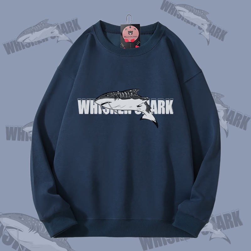 MODAKAWA ウィスカーシャーク グラフィック ユニセックス スウェットシャツ - Purplish Blue - 5XL - image 3
