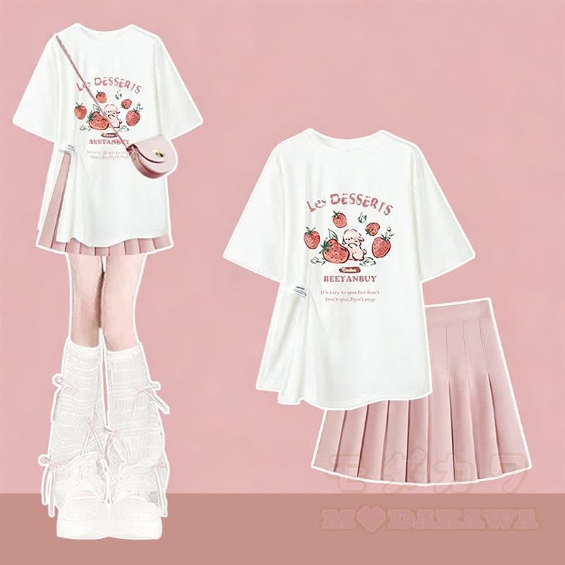 イレギュラーTシャツスリップドレスマッチングアウトフィット - 2ピースセットB - XL - image 4