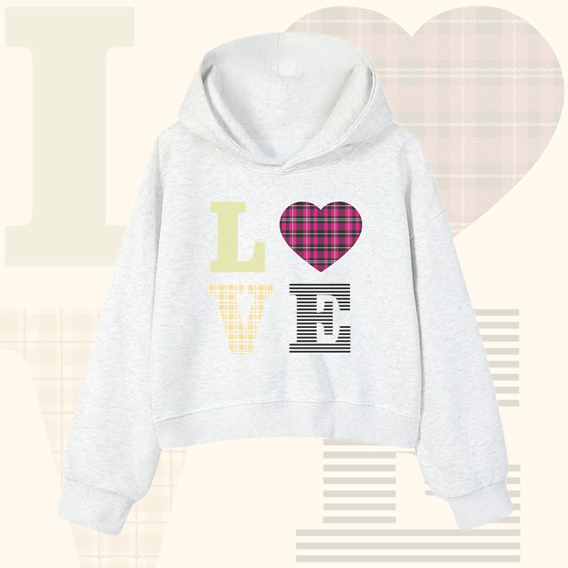 LOVEレターグラフィックModakawaクロップド綿パーカー - Light Grey - 3XL - image 2