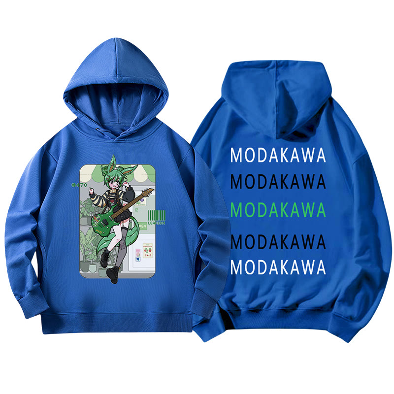 MODAKAWA X airii.exeギターガール レタープリント ルーズパーカー - Blue - 5XL - image 4