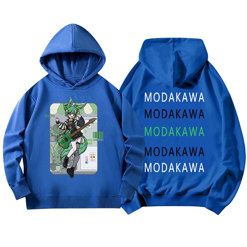 MODAKAWA X airii.exeギターガール レタープリント ルーズパーカー - Blue - 5XL - image 4