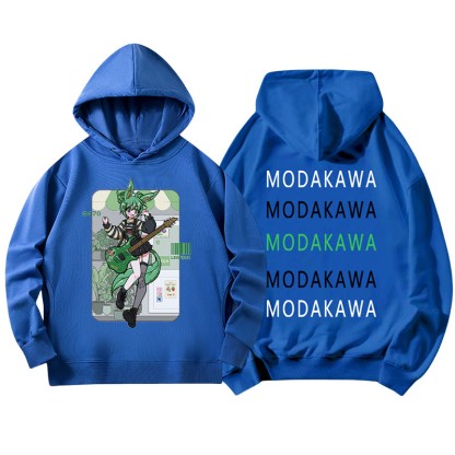 MODAKAWA X airii.exeギターガール レタープリント ルーズパーカー - Blue - 5XL - image 4
