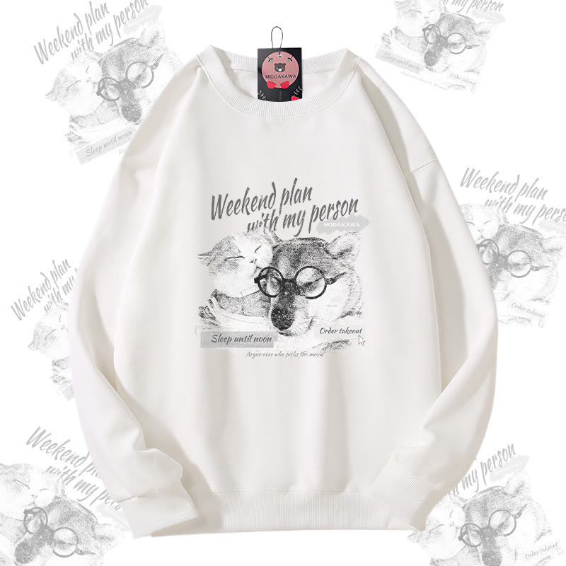 MODAKAWA WEEKEND PLAN WITH MY PERSON パピーキティ グラフィック ユニセックス スウェットシャツ - White - 5XL - image 3