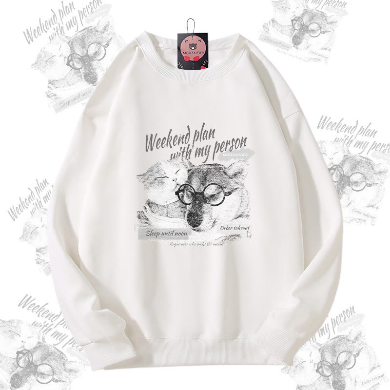 MODAKAWA WEEKEND PLAN WITH MY PERSON パピーキティ グラフィック ユニセックス スウェットシャツ - White - 5XL - image 3