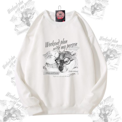 MODAKAWA WEEKEND PLAN WITH MY PERSON パピーキティ グラフィック ユニセックス スウェットシャツ - White - 5XL - image 3