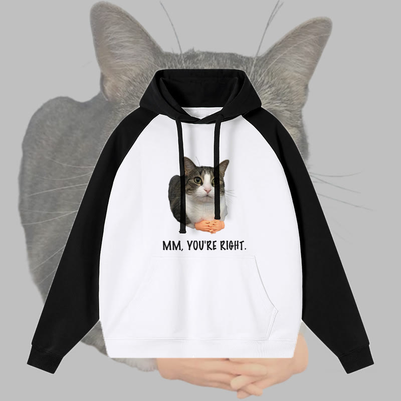 MM YOU'RE RIGHT キャットグラフィック ストリートウェアカラーブロック パーカー - Black - 3XL - image 3