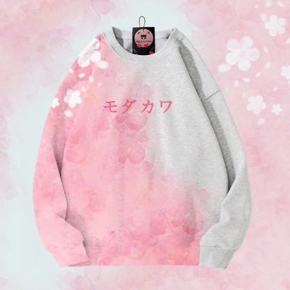 MODAKAWA フラワーグラデーション オールオーバープリント ユニセックス スウェットシャツ - Grey - 4XL - image 4