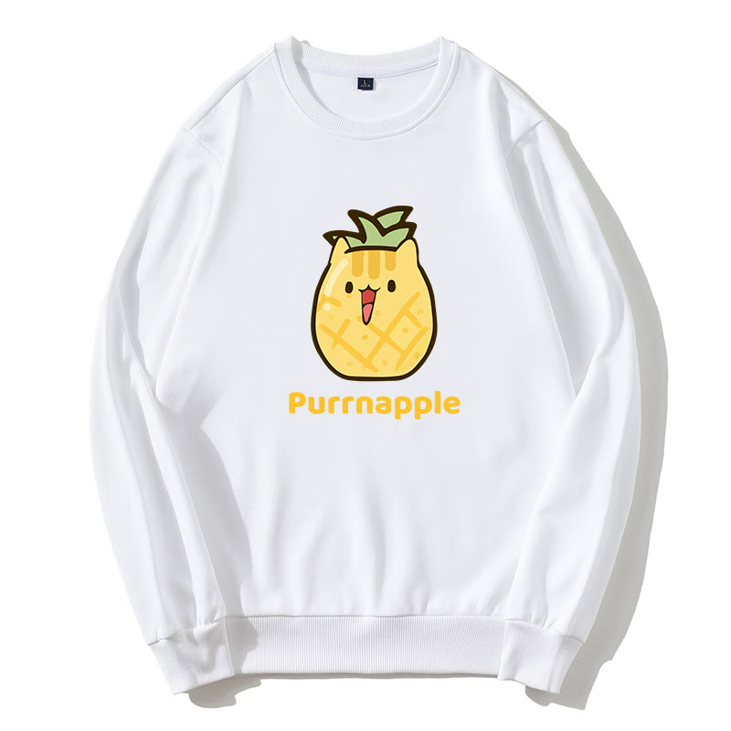 PURRNAPPLE パープルパイナップルグラフィックラウンドカラースウェットシャツ - 白 - 5XL - image 5