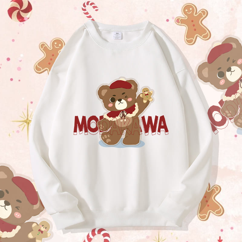 MODAKAWA クリスマスベア グラフィック ユニセックス スウェットシャツ - White A - 5XL - image 4