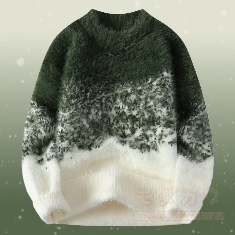 グラデーションファジーニットセーターデニムパンツツーピース - 緑のセーター - 2XL - image 5