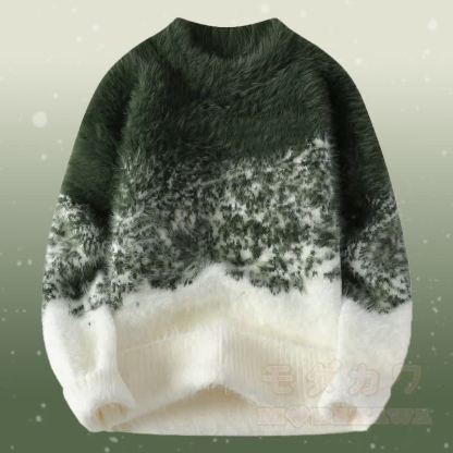 グラデーションファジーニットセーターデニムパンツツーピース - 緑のセーター - 2XL - image 5