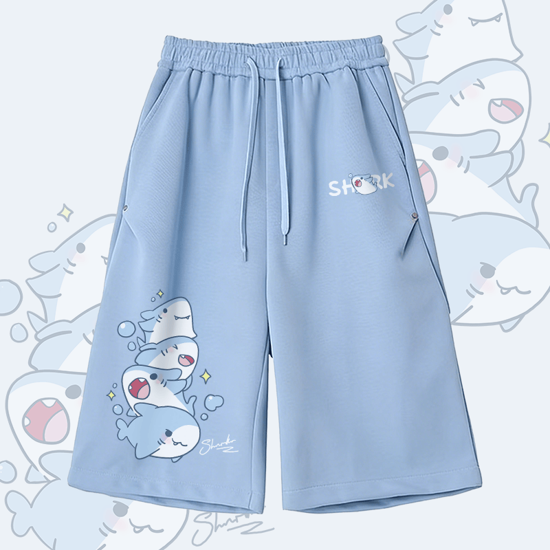 シャークス柄Modakawaワイドレッグ クロップドパンツ - Blue A - 2XL - image 2