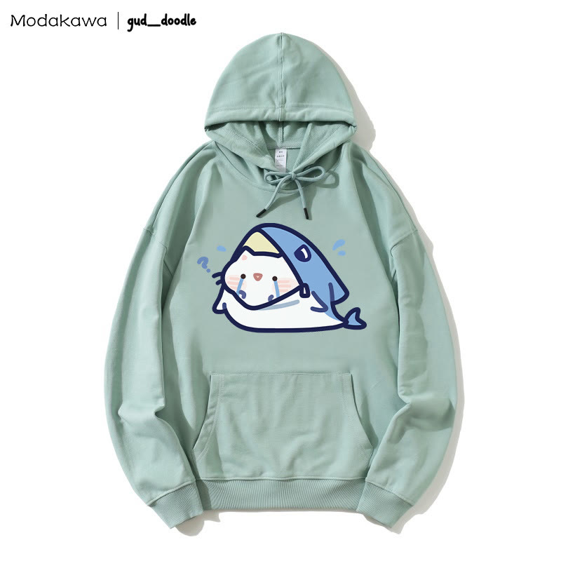 MODAKAWA X gud_doodleキティシャークプリント ルーズパーカー - Green - 5XL - image 7