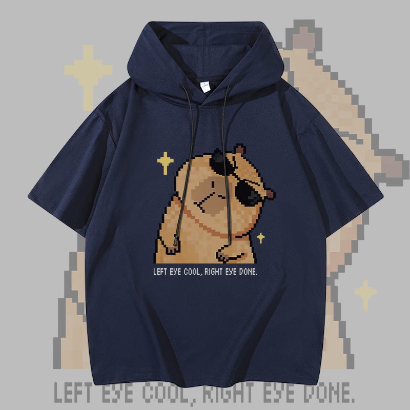 クールなカピバラ柄のModakawa半袖パーカー - Purplish Blue - 3XL - image 3